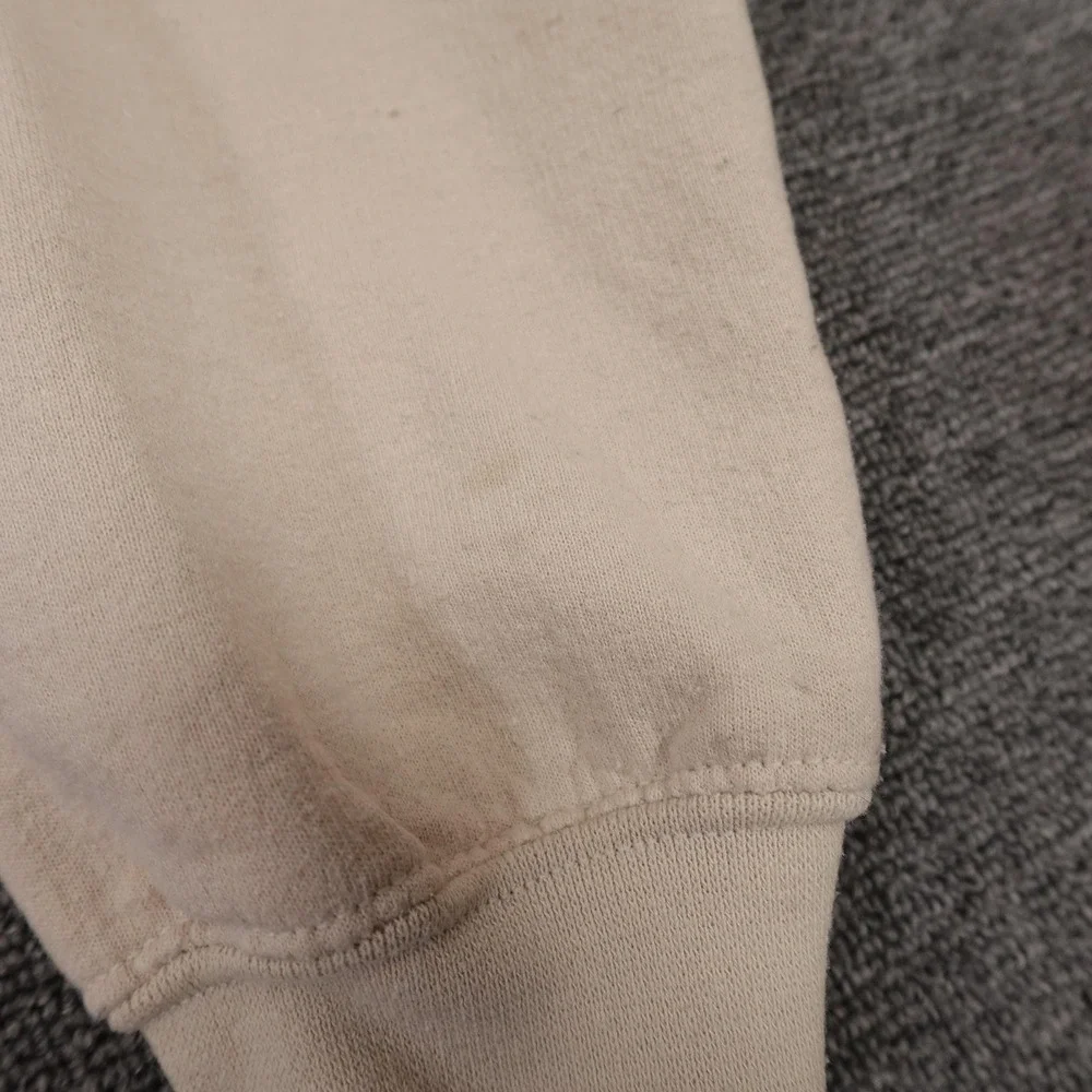 Gildan Sweatshirt Mens Small Beige Faith Cross‎ Wings Graphic Fleece Pullover